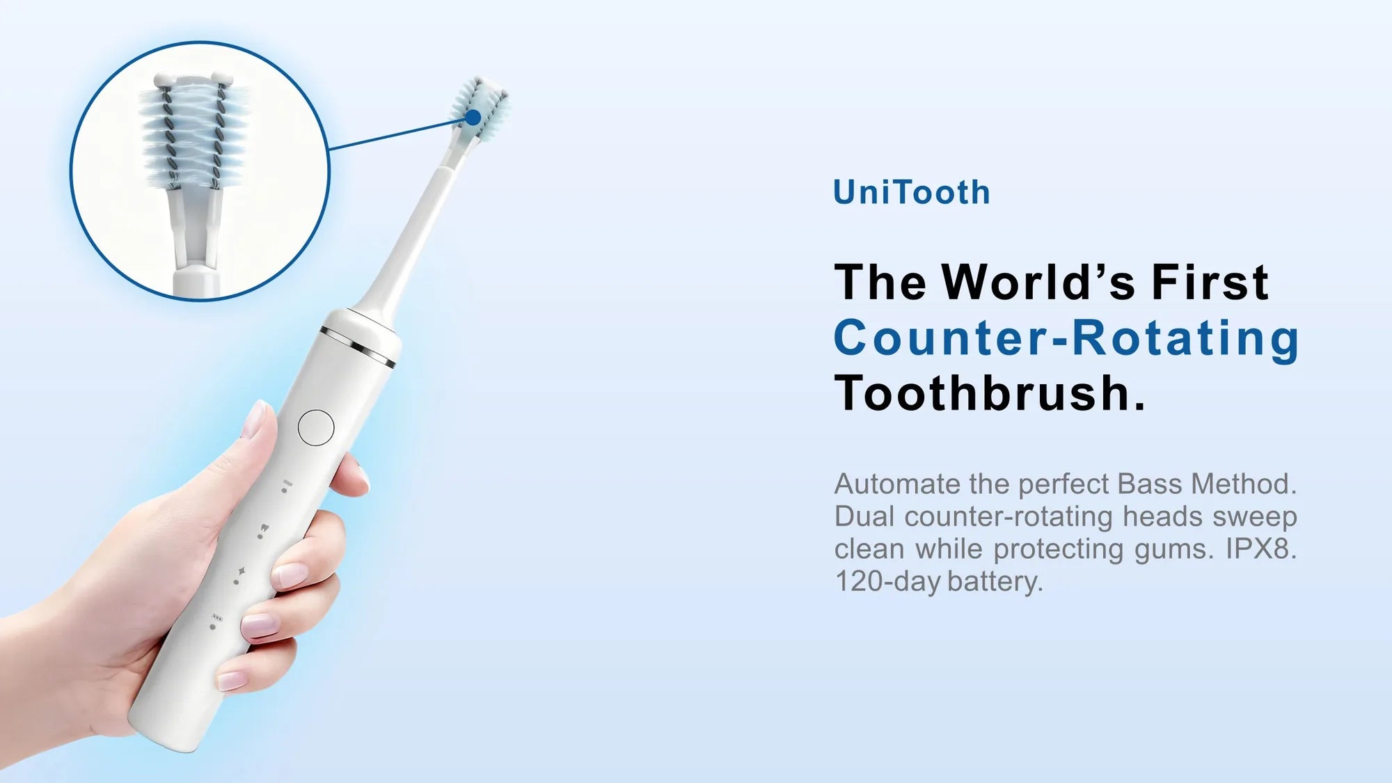 UniTooth counter-rotating electric toothbrush