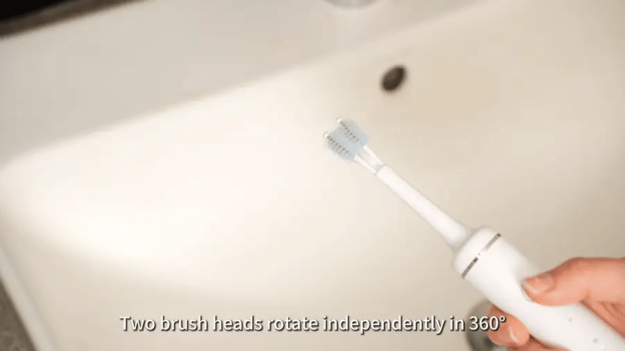 UniTooth dual brush heads rotating independently